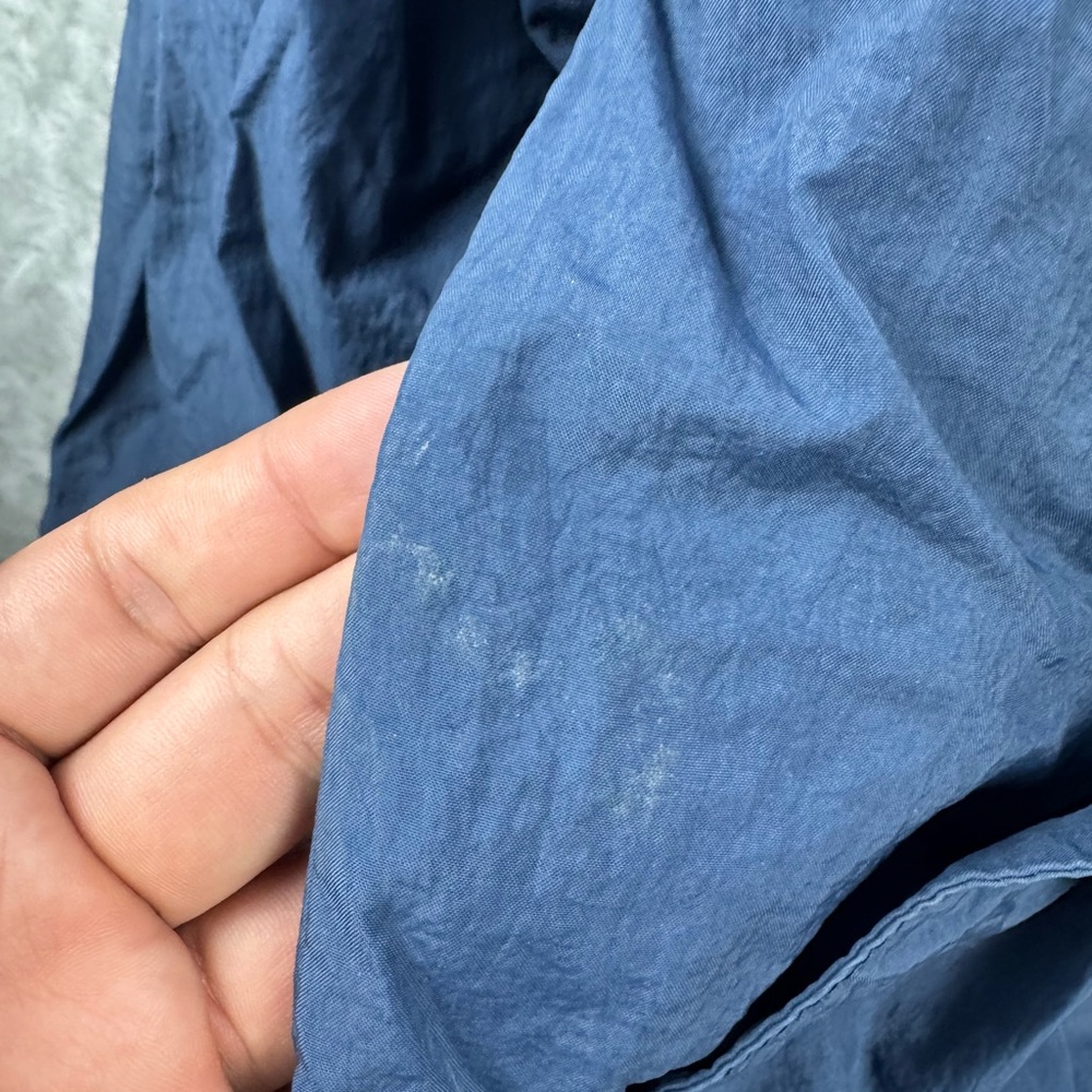 Vintage Nike Big Swoosh Windbreaker Pullover Pockets Navy Mens Large 90s Ribbed - Picture 5 of 16